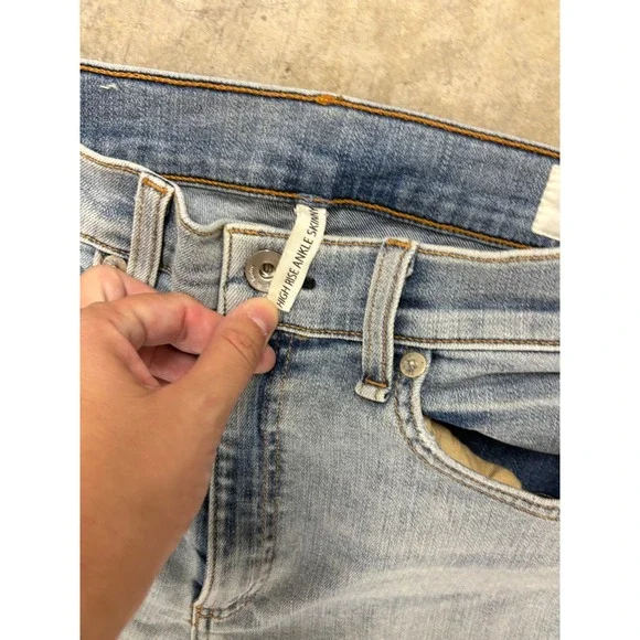 Rag & Bone High Rise Ankle Skinny Jeans Size 30 Distressed Light Wash‎ Denim